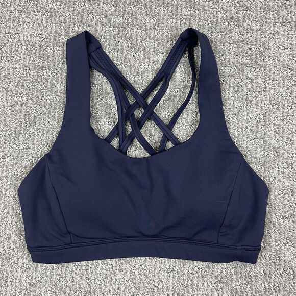 Lululemon Sports Bra Womens 4 Navy Blue Free To Be Wild Strappy Yoga Athletic - Picture 1 of 6